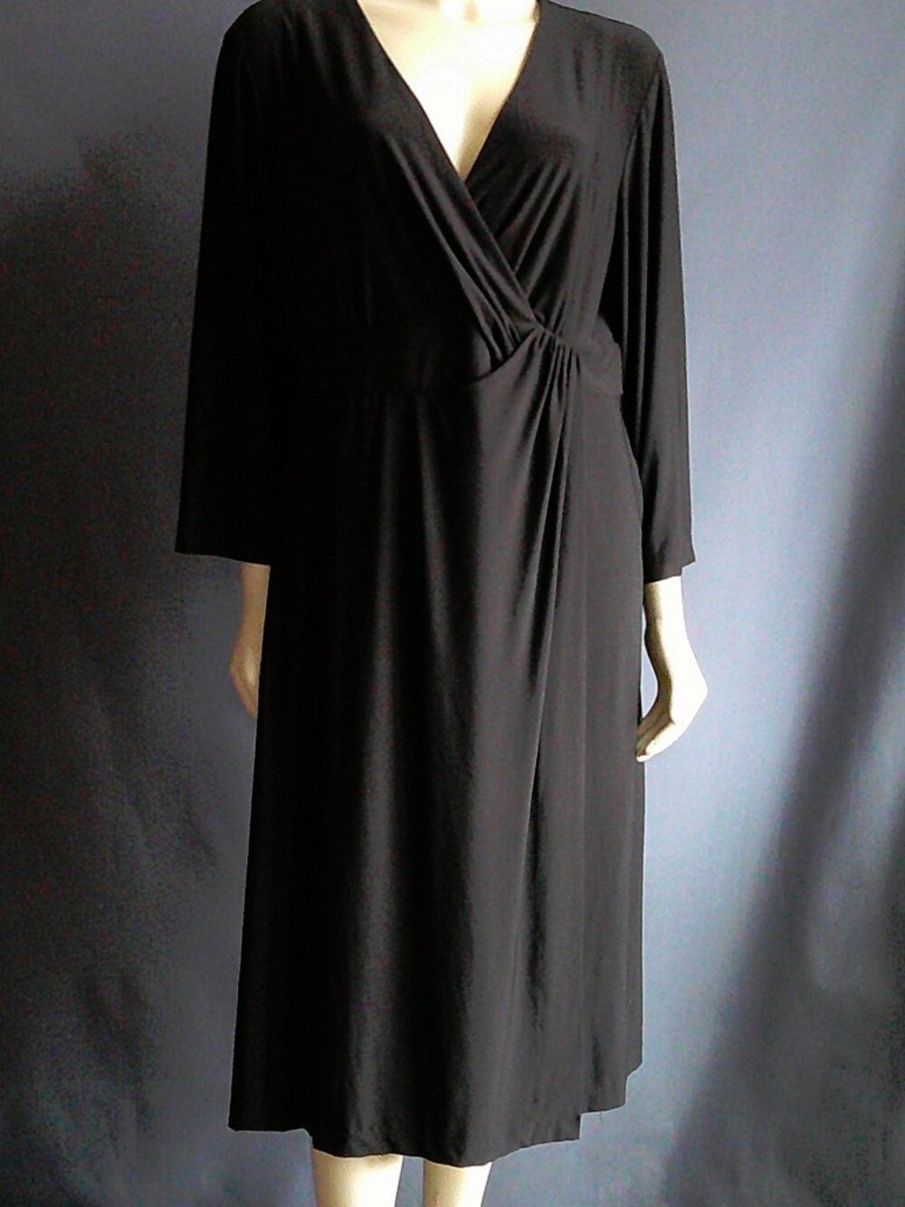 Chico's Black Stretch Faux Wrap Dress 3 XL